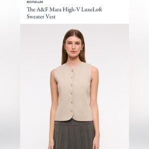 The A&F Mara High-V LuxeLoft Sweater Vest, Sand Color
